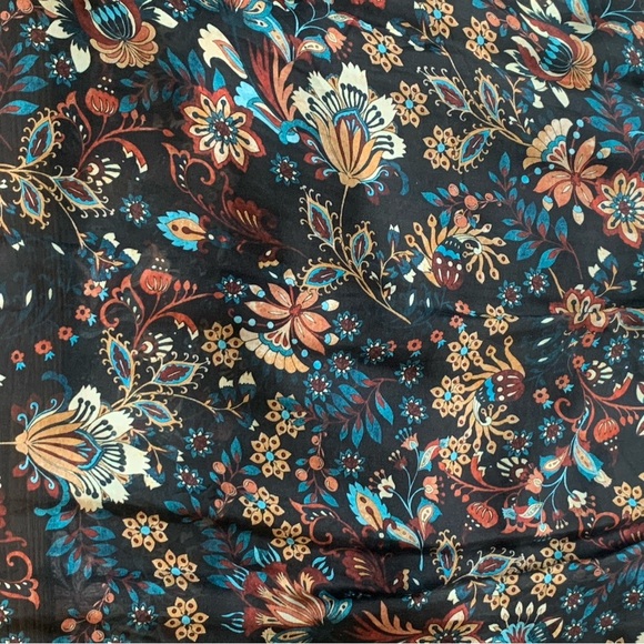 ELENA BALDI Italy Silk Blend Floral V-neck Long Sleeve Hi Low Hem Dress Size Med - Picture 11 of 12